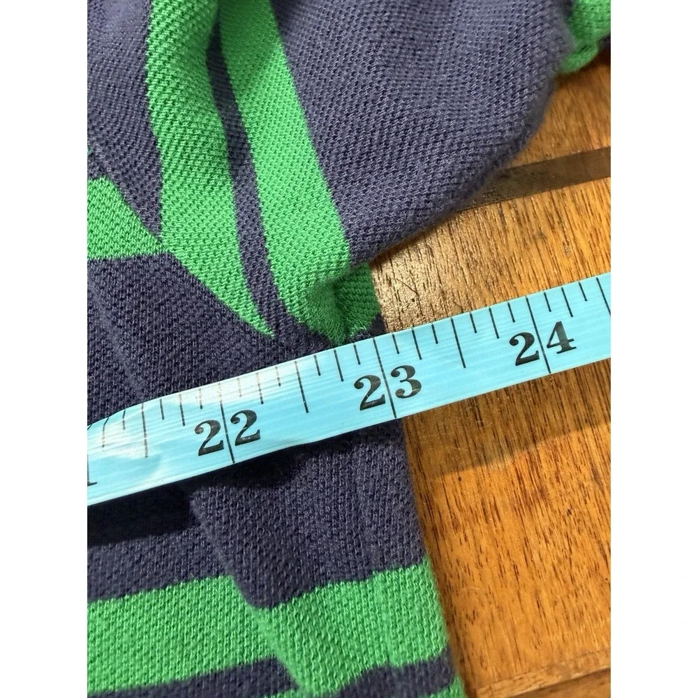 Vtg Polo by Ralph Lauren Men's Large Navy Green Striped Short Sleeve Polo Shirt